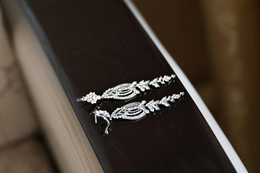 pair of silver earrings