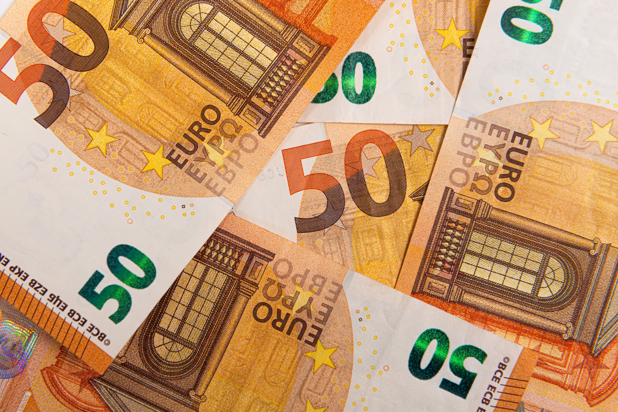 pattern from 50 euro banknotes, Euro banknote as part of the economic and trading system, Close-up
