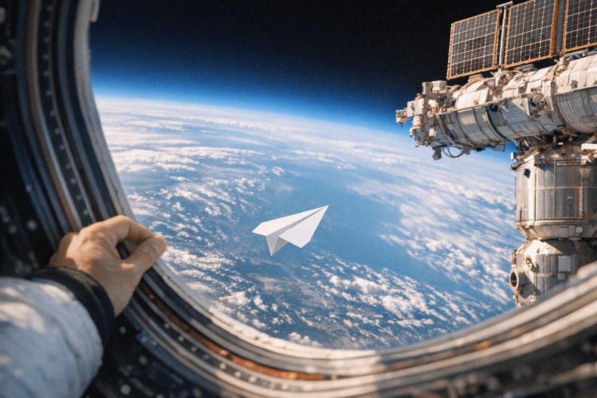 Que se passerait-il si l’on lâchait un simple avion en papier depuis l’ISS à 400 km ?