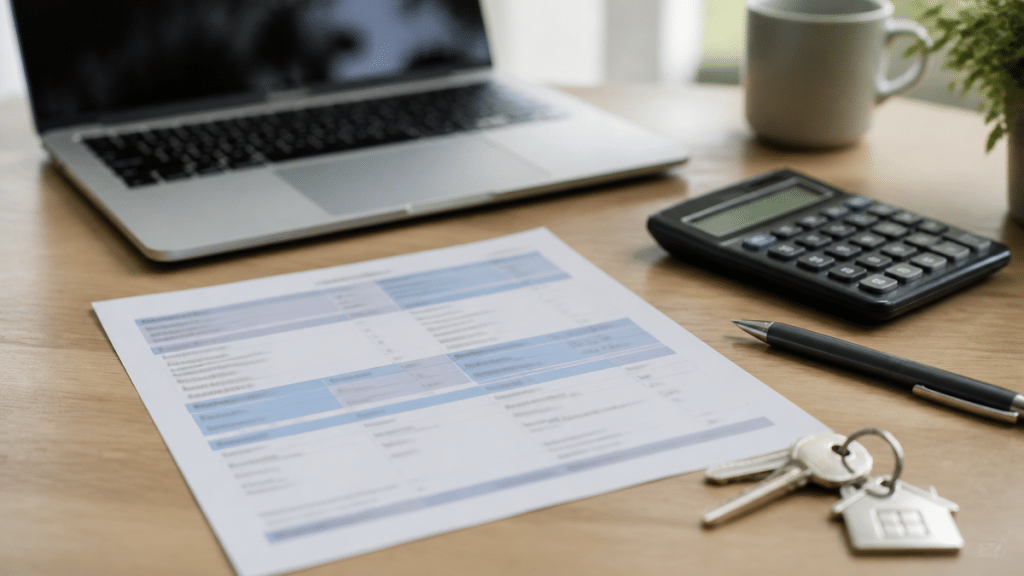 Avis de taxe foncière générique avec calculatrice et clés de maison