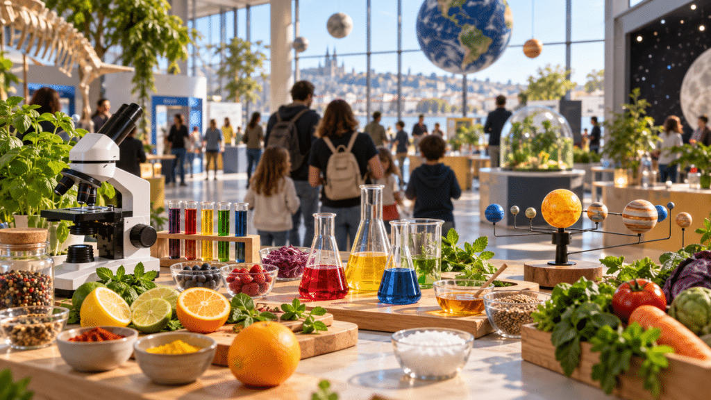 Atelier de science autour des aliments dans un espace de découverte familial